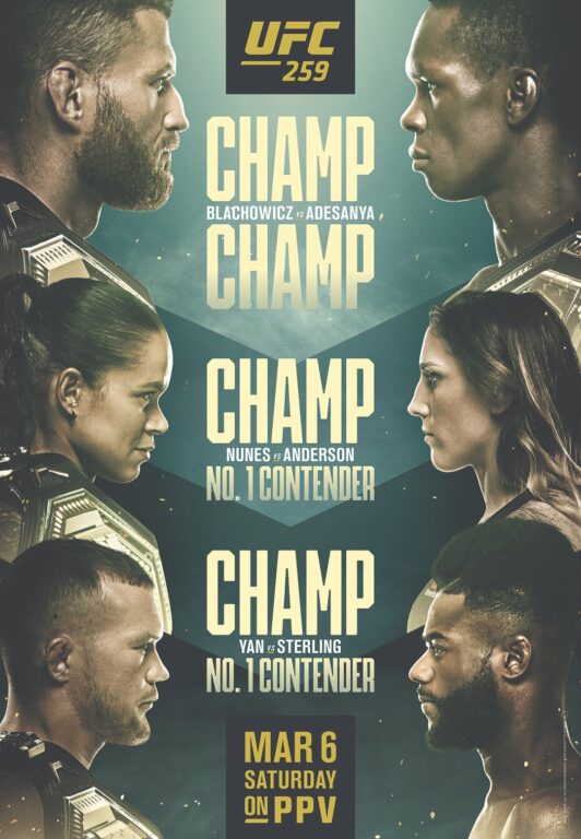 5 Kemer, 4 Şampiyon, 3 Maç... UFC259'un Posteri Yayınlandı!